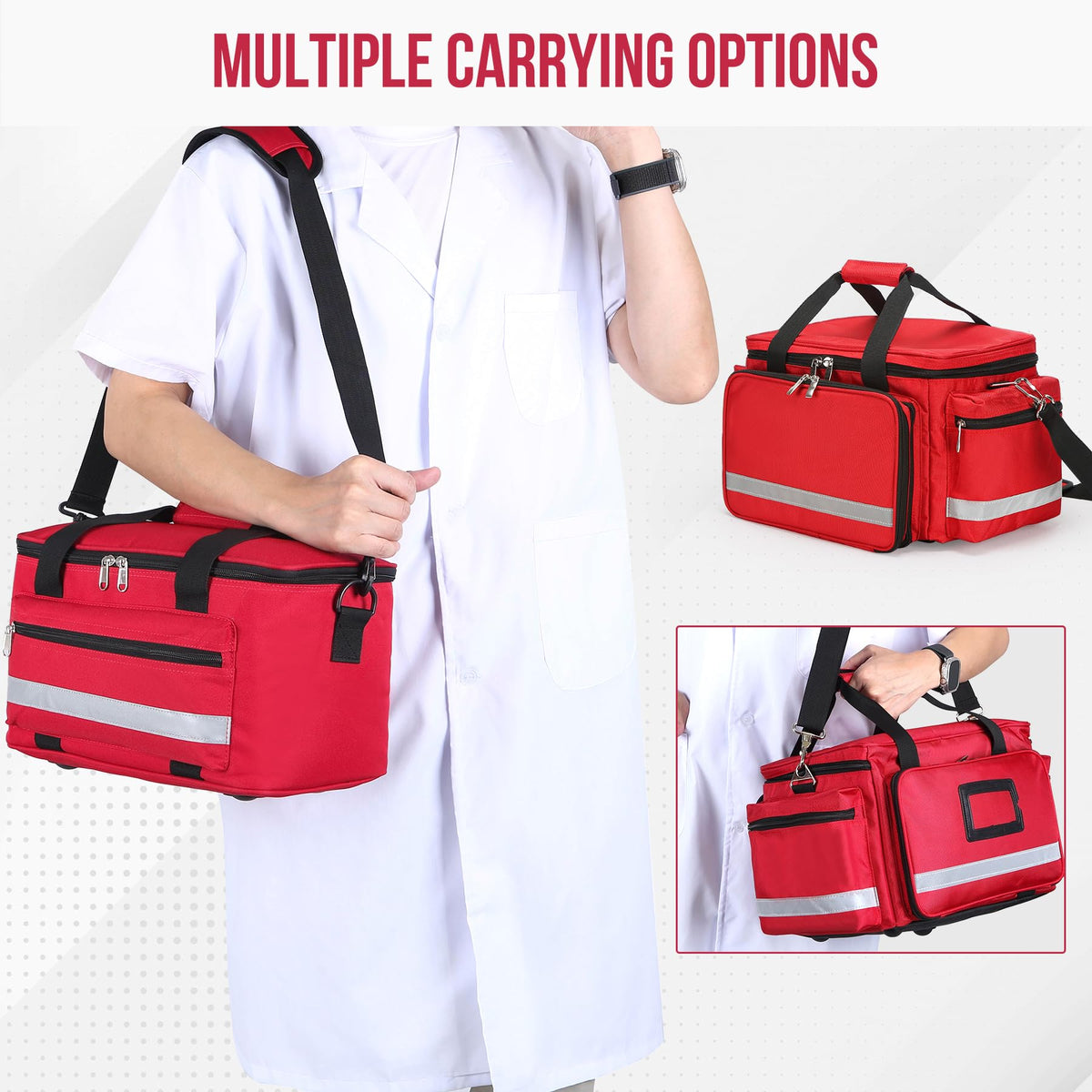 Medical Bag Empty First Aid Bag Home Health Nurse Bag Empty First Aid Storage Bag with Detachable Divider Medical Supplies Emergency Responder Trauma Bag for Nursing Student,Therapist,Doctors