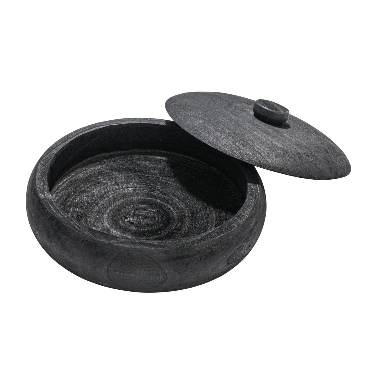 Creative Co-Op Decorative Paulownia Wood Container with Lid, Black