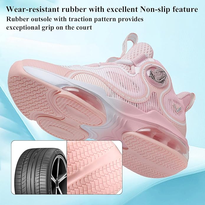 VITUOFLY Kids Basketball Shoes Boys Air Cushion Sneakers Girls Mid Top School Hoops Shoes Non-Slip Outdoor Sports Running Gym Comfortable Durable Little Kid/Big Kid