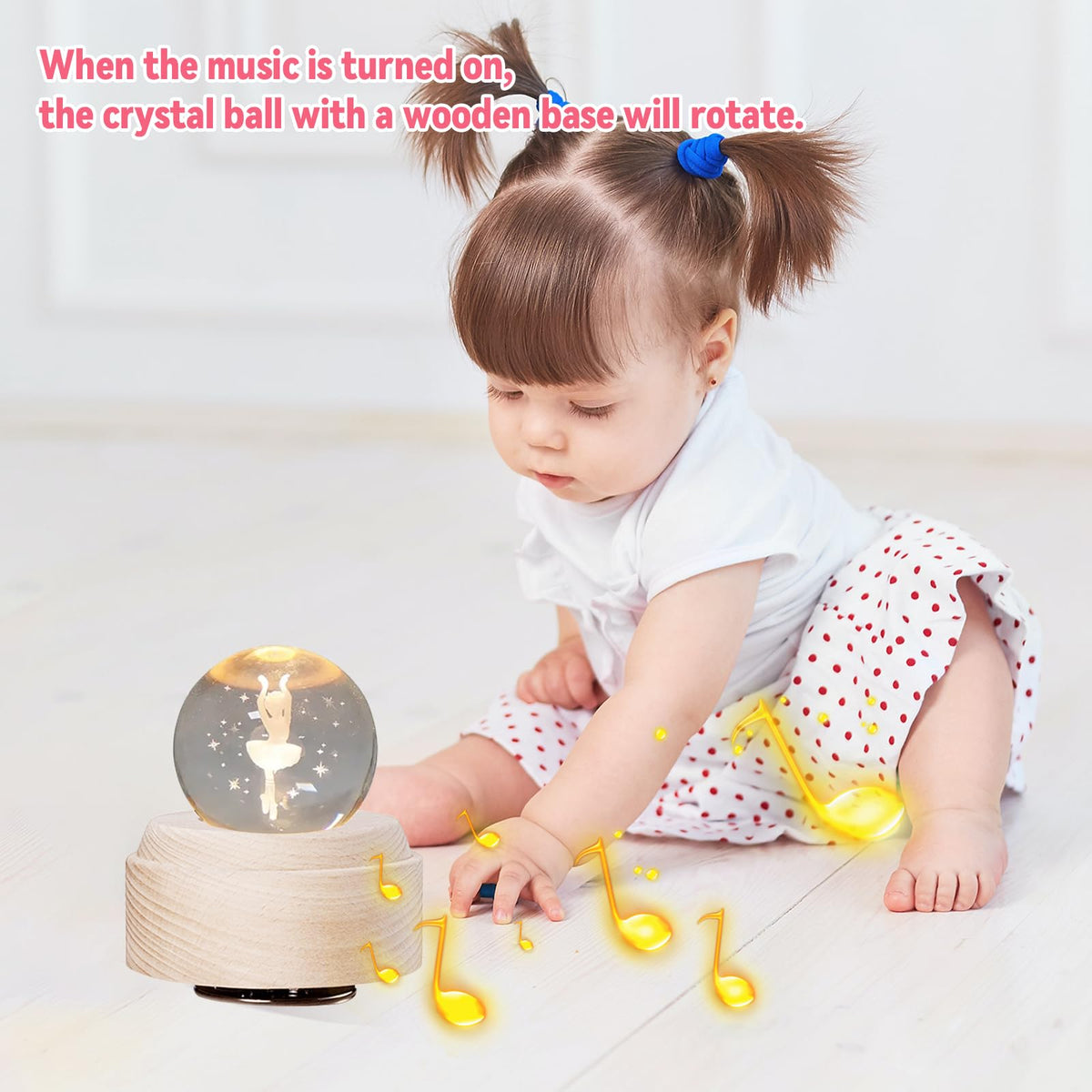 YCWF 3D Crystal Ball Music Box,Luminous Rotating Musical Box,with Projection LED Light Music Box,Best Gift for Birthday Thanksgiving Day Valentines Day Mothers Day Christmas (Ballet Girl)