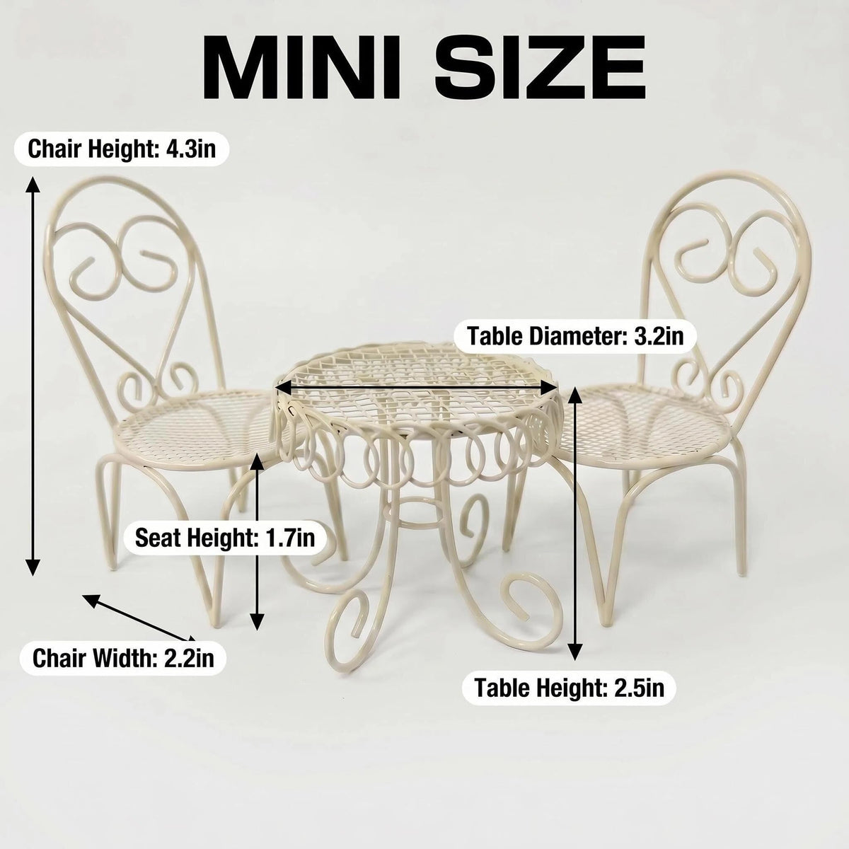 6 PCS Dollhouse Miniature Bistro Table & Chairs Set with Lemonade Pitcher and Cups 1 12 Scale Metal Furniture Fairy Garden Kitchen Decoration Accessories