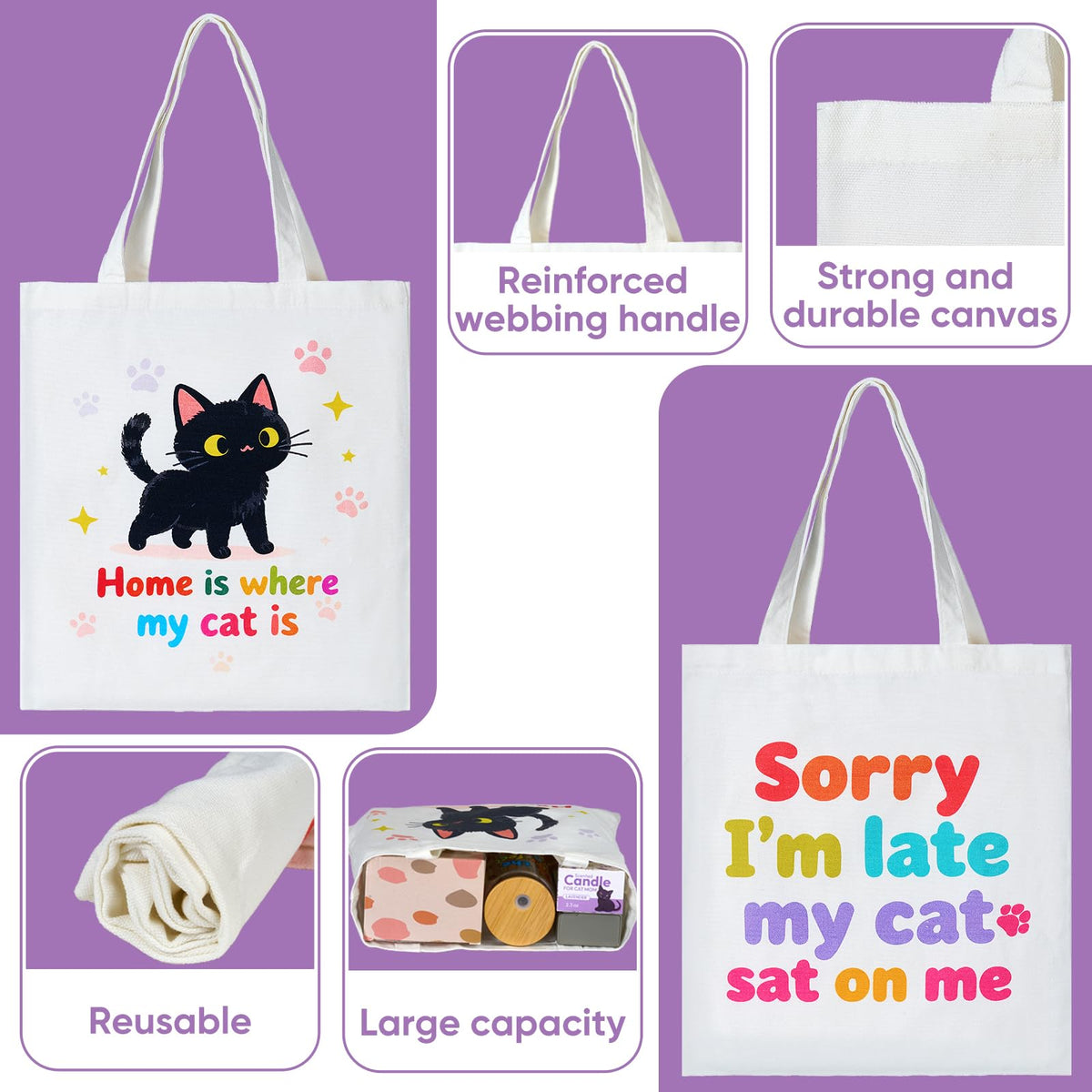 Cat Lover Gifts for Women, Valentine's Gift Box with Glass Cup, Socks, Candle, Tote Bag & Greeting Card | Unique Cat Themed Presents for Birthday, Mother’s Day gifts，