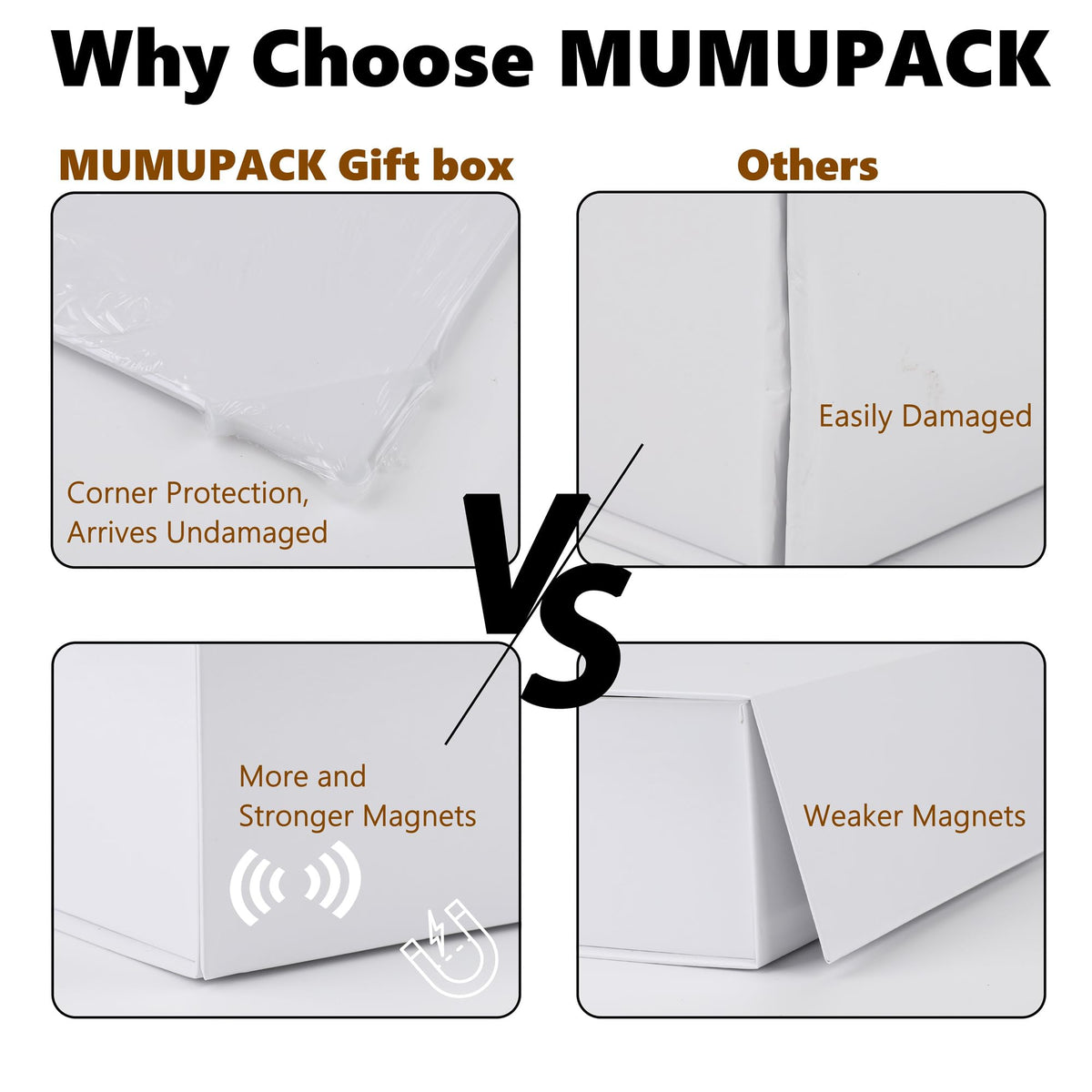 MUMUPACK 15 Pack Magnetic Gift Box With Lid 10x10x5,Black Gift Boxes Bulk,Luxury Bridesmaid Proposal Box,Small Magnetic Closure Box Boxes For Presents,Wedding,Business