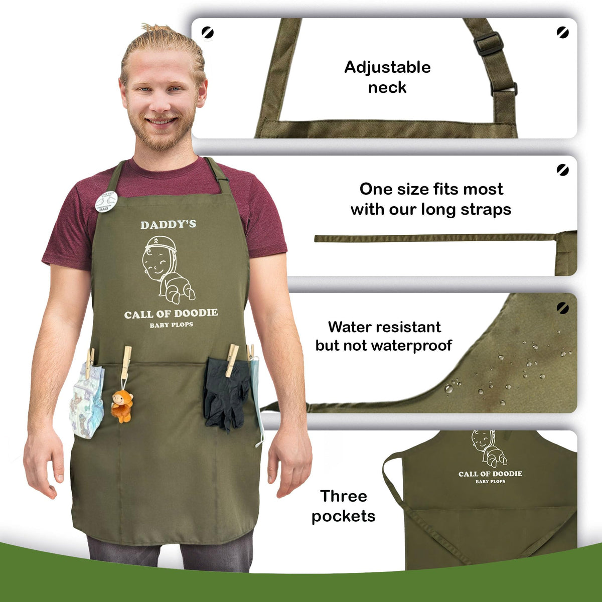 LARGE FUNNY GAG GIFT FOR FUTURE DADS, APRON DADDY TO BE, PERFECT BABY SHOWER GAMES, SURVIVAL KIT DADDY, , GENDER REVEAL, GUARANTEED LAUGHS, SUPERDAD/GABACHA PARA FUTURO PAPA REGALO BABY SHOWER