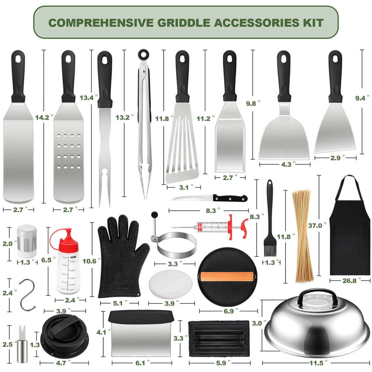 237pcs Griddle Accessories Kit for Blackstone, Perfect Flat Top Grilling Accessories, Grill Spatula Set with Enlarged Spatulas, Basting Cover, Burger Press Patty Maker, Scraper for Outdoor Barbecue