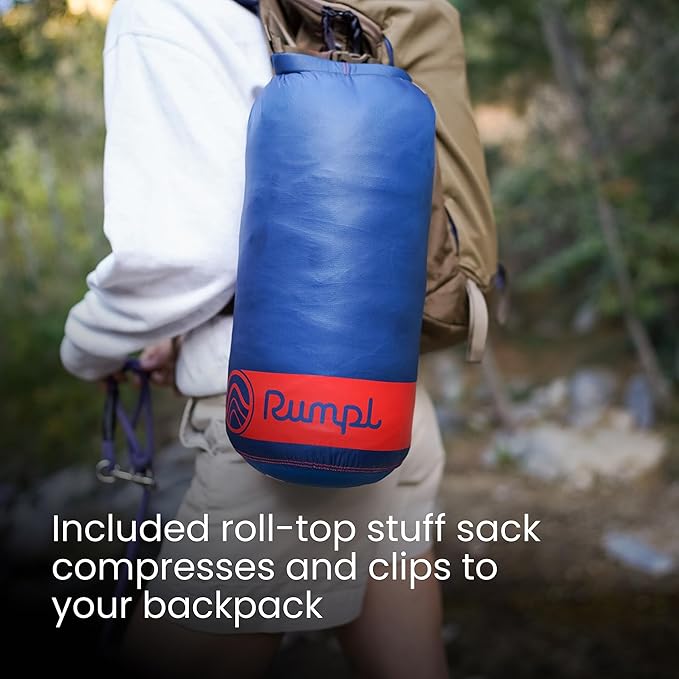 Rumpl Original Puffy Blanket - Warm, Water-Resistant Camping Blanket with 100% Recycled Synthetic Insulation, 52"x75", Original Puffy V2, Teton Glow