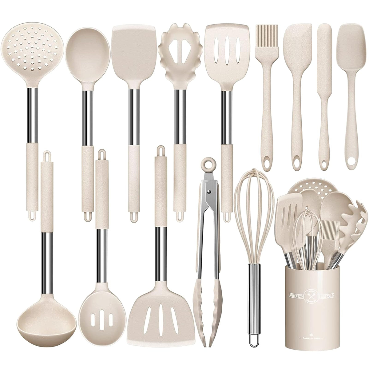 Stainless Steel Kitchen Cooking Utensil Set, Umite Chef 15 pcs Utensils - Nonstick Cookware Set Spatula -Kitchen Gadgets Tools Gift