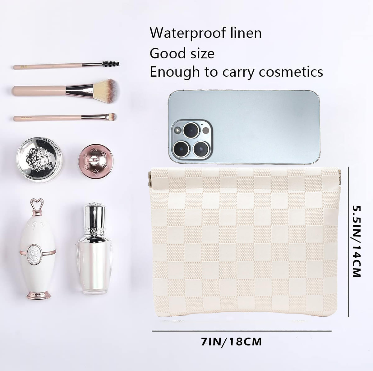 HIGH FIT Leather Pocket Cosmetic Bag for Purse,Coin Purse Lipstick Cosmetic Accessories Organizer, Travel Kit Storage Pouch,Waterproof Portable No Zipper Self-closing Small Makeup Pouch for Women