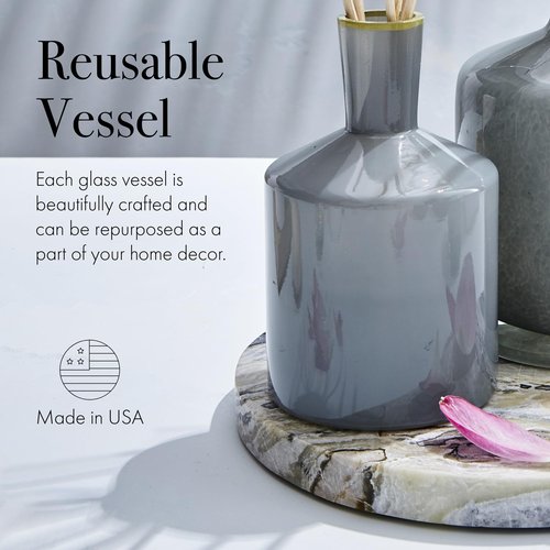 LAFCO New York Classic Reed Diffuser, Sea & Dune - 6 oz - Up to 3 Months Fragrance Life - Reusable Glass Vessel - Natural Wood Reeds - Made in The USA