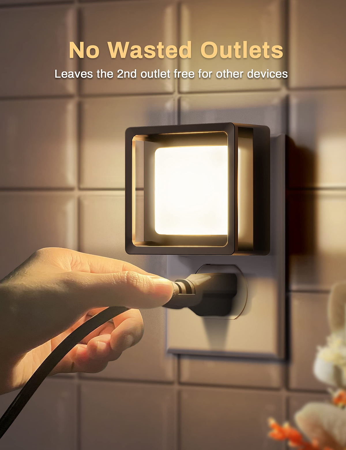 DORESshop LED Night Light, Night Lights Plug Into Wall [2 Pack] with Dusk-to-Dawn Sensor, Dimmable Nightlights, Adjustable Brightness for Bathroom, Hallway, Bedroom,Kids Room,Stairway,Soft White
