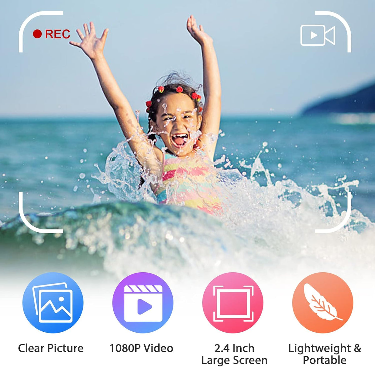 Andoer 1080P 20 2.4 Inch mega Pixels High Resolution Kids Video Camcorder Portable Mini Digital Camera with Large