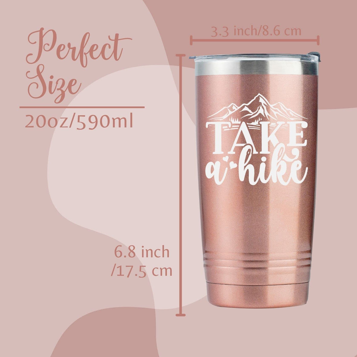 Onebttl Hiking Gifts for Hikers, Women for Christmas, Birthday, 20oz Stainless Steel Mug with Straw & Lid - Take a Hike