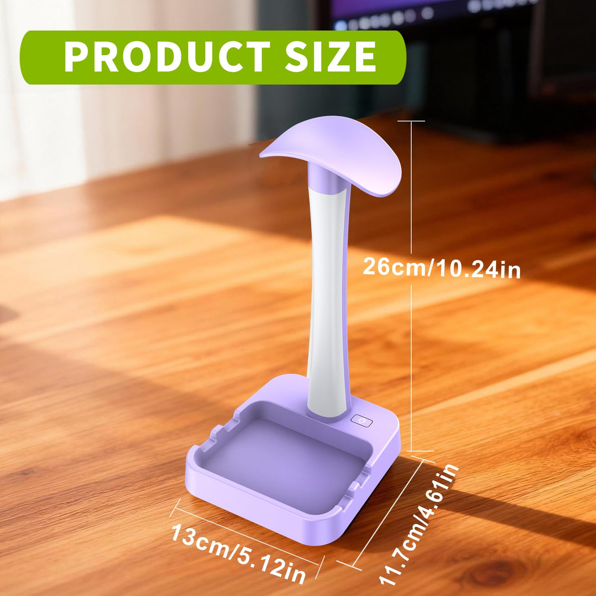Tascaquin Headphone Stand with Charger,Gaming Headset stand with RGB Light Mode,For Airpod Max Stand,Desk Lamp,Phone Holder,Tablet Holder,desktop organizer,Gifts for Gamers & Music Lover (Purple)