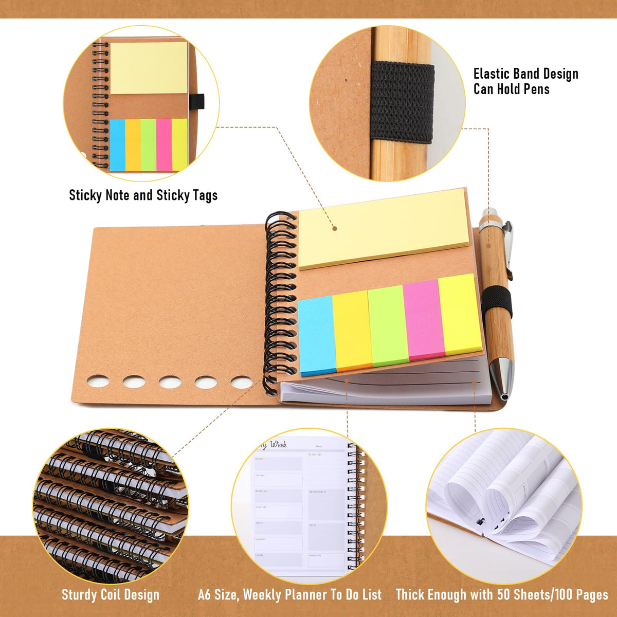 Moinchore 10 Sets Employee Appreciation Gifts Thank You Gifts Inspirational Spiral Notebooks with Sticky Notepad and Bamboo Pen for Team Volunteer Nurse Coworker Teacher Student (May You Be Proud)