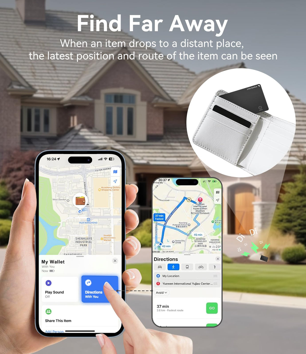 Ultrbeka Wallet Tracker Slim Card Tracker, 0.094in Rechargeable Bluetooth Tracker for Wallets, Passport, Work with Apple Find My, Card Locator- iOS Only [Apple MFi Certified] - 2pcs in 1