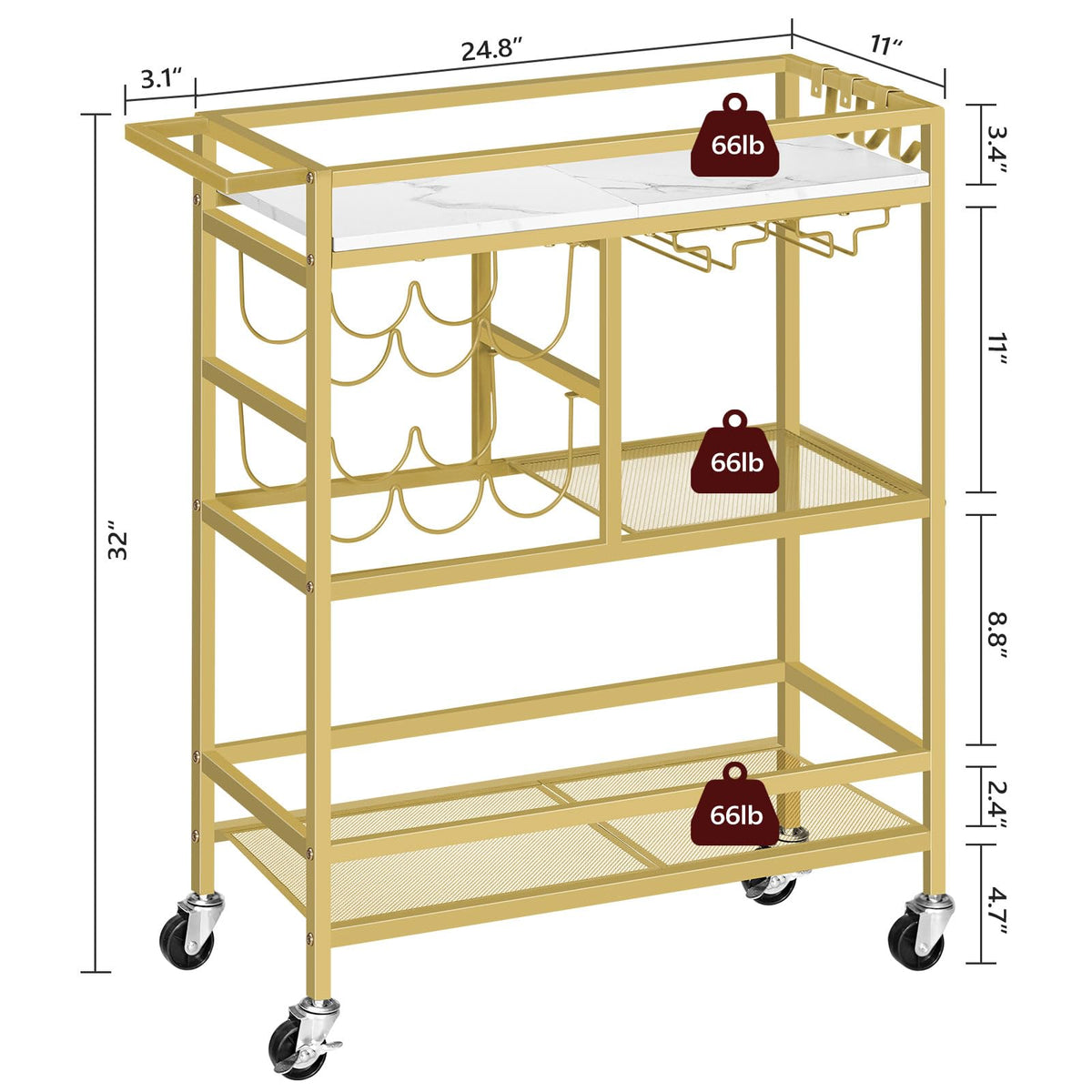 MAHANCRIS Bar Cart for Home and Bakers Rack with Power Outlet Bundle, Microwave Stand with Storage, RCJM6101-BRHR351E01