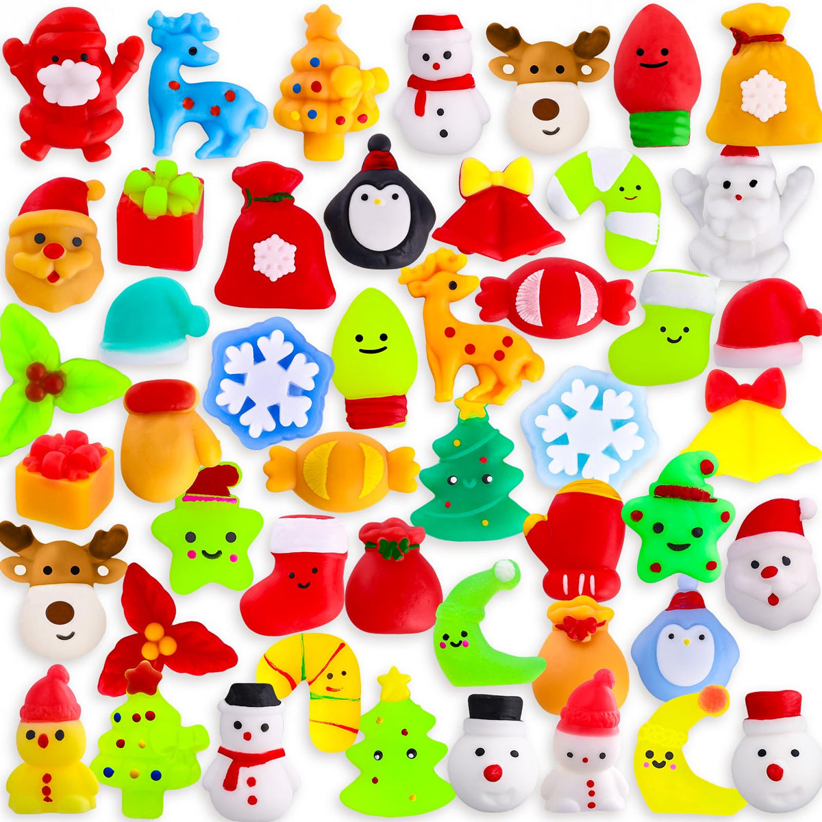 MGparty 48 PCS Christmas Squishies Mochi Squishies Toys for Kids Christmas Stocking Stuffers Party Favor Goodie Bag Filler Bulk