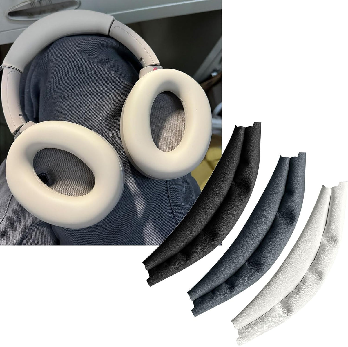 Ywmsfl Multipurpose Over Ear Headphone Pad Soft Protein Leather Head Beam Fast Change Design Strong Comfort for WEAR