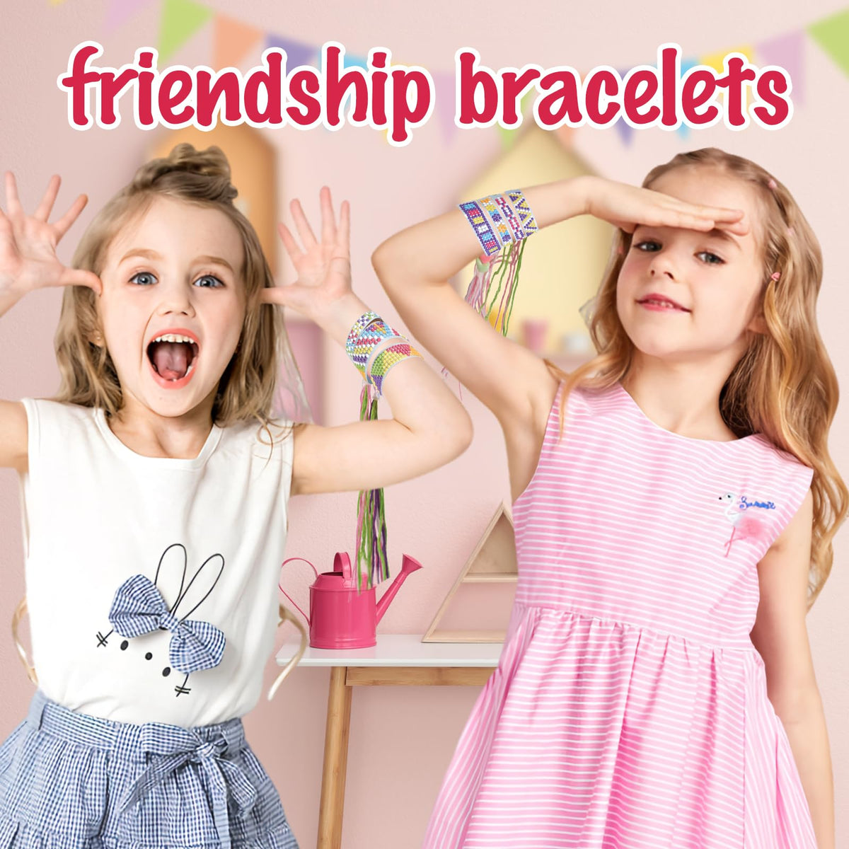 ZILEMOPO Diamond Art Bracelet Making Kit for Girls, 10 PCS DIY Multicolor Gems Friendship Bracelet Kits for Kids Ages 6-7-8-9-10-11-12, Arts and Crafts Activity Easter Birthday Gifts for Girls 6+