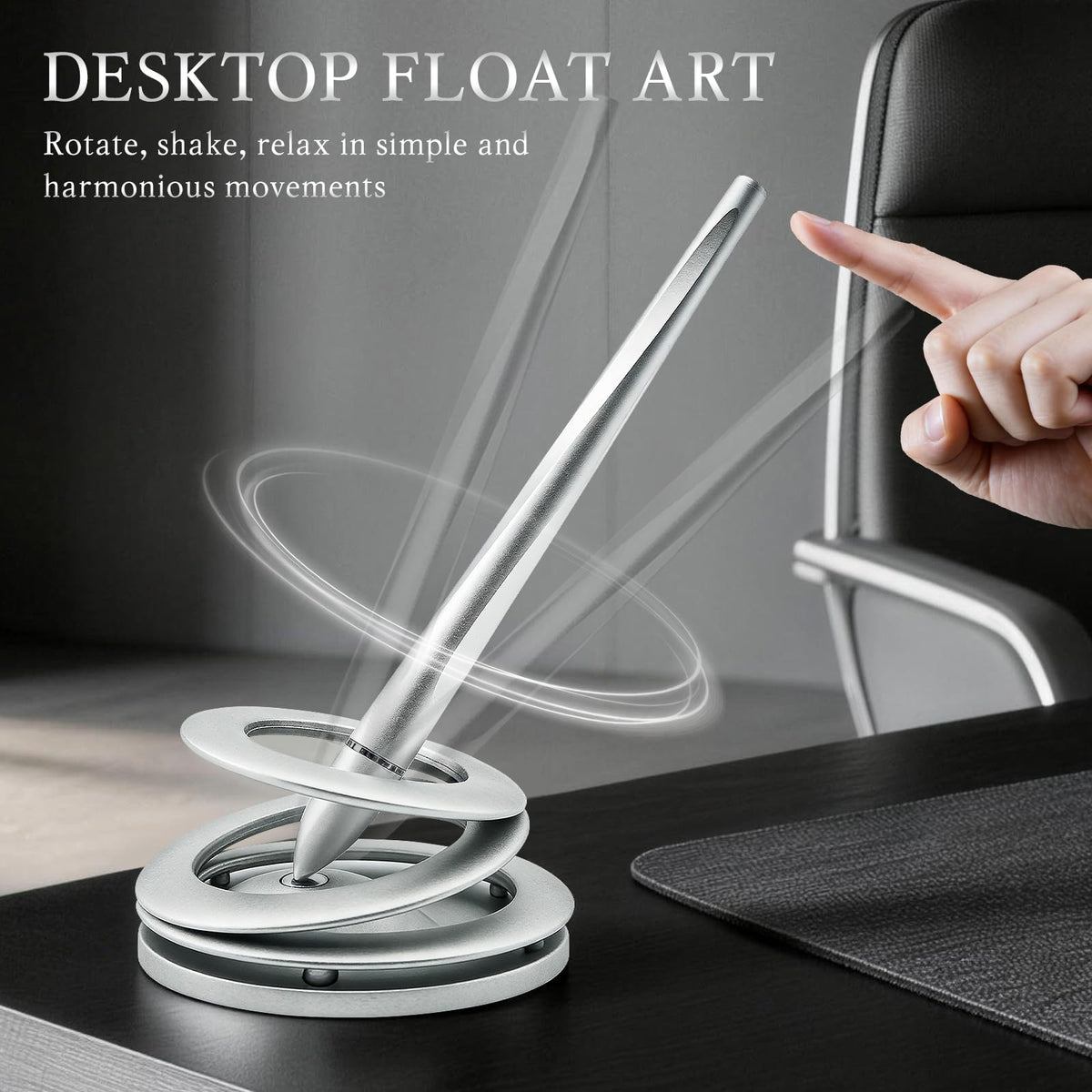 Ovatt Hoverpen Interstellar - Space Silver, Ballpoint Pen, Unique Conversational Starter, Premium Futuristic Design, Precision Flow Ink, Schmidt Ballpoint Cartridges (Silver)