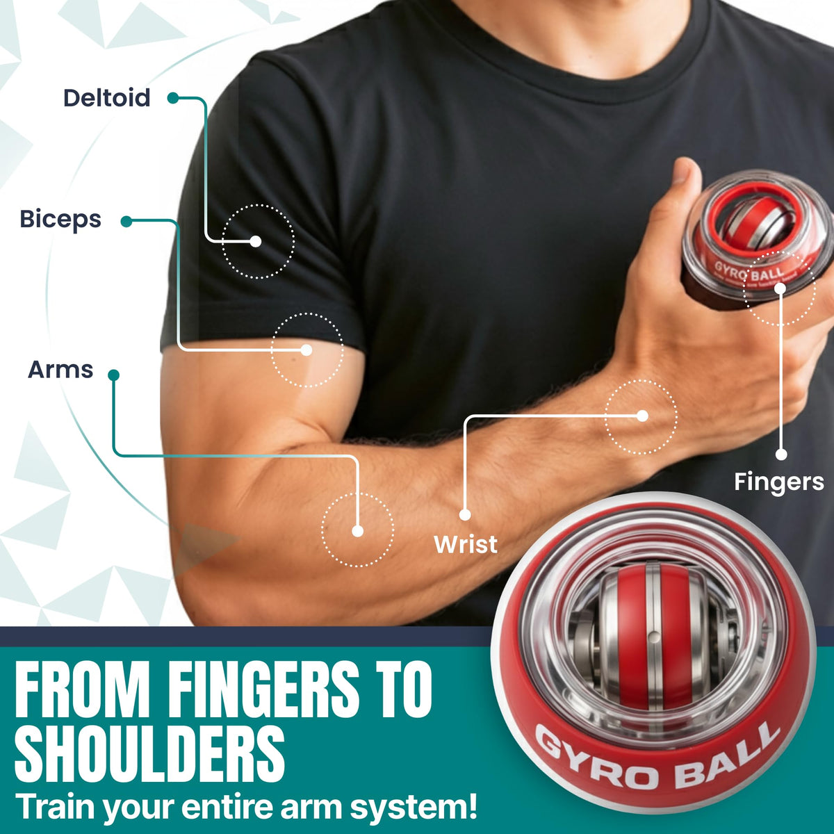 Nexfit Torque Ball Hand Exerciser - Wrist Power Gyro Ball & Forearm Exerciser – Premium Wrist Strengthener for Fitness, Rehab, Stress Relief & Dexterity Training – Portable, Gift-Ready for Adults