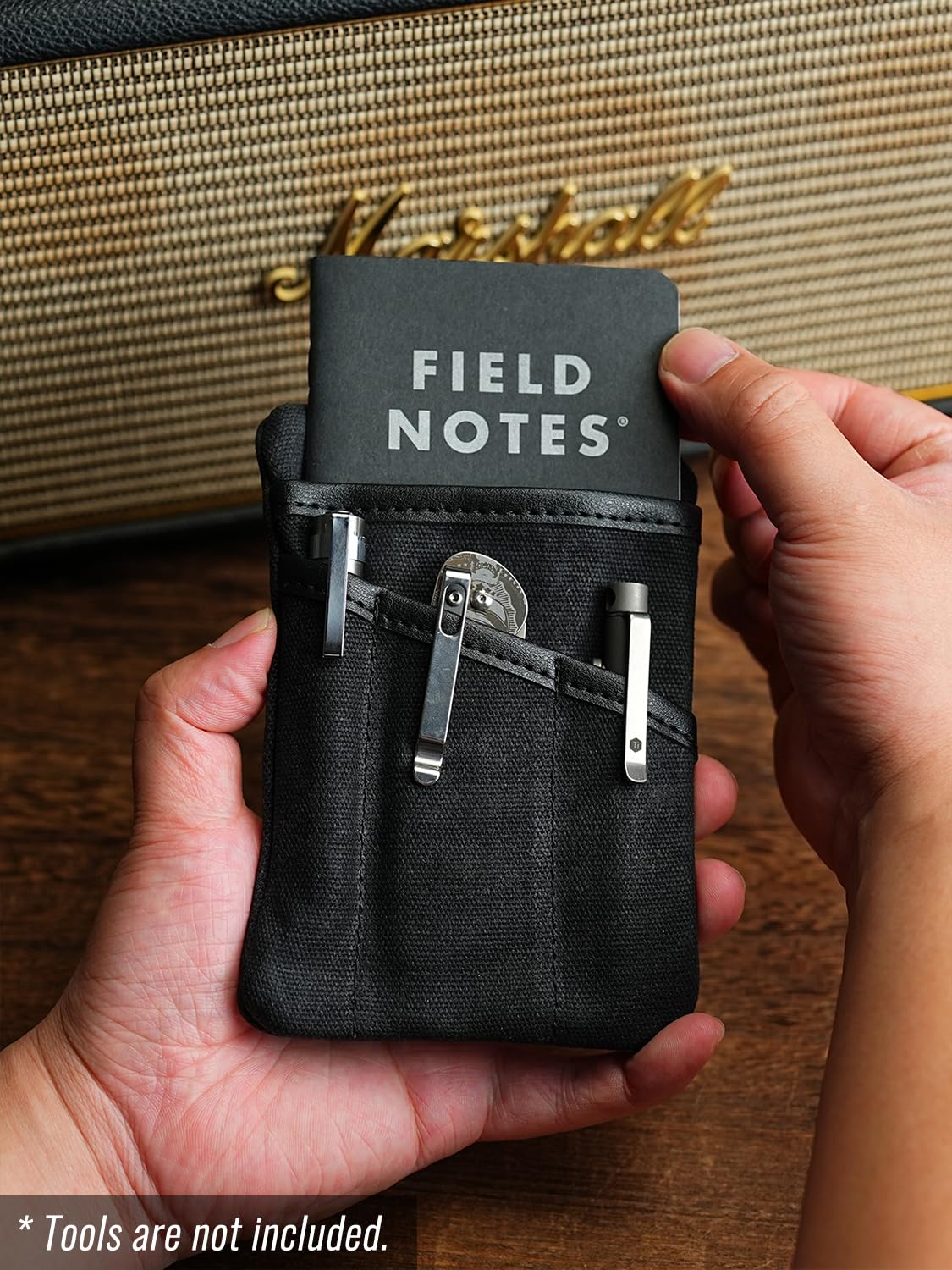 Sayram SP6 EDC Pouch, Waxed Canvas Compact Pocket Organizer, EDC Pocket Pouch for Men, Zippered Pocket Pouch, Mini EDC Organizer for Everyday Carry, Multitool Organizer Pouch (Oil Wax Black)