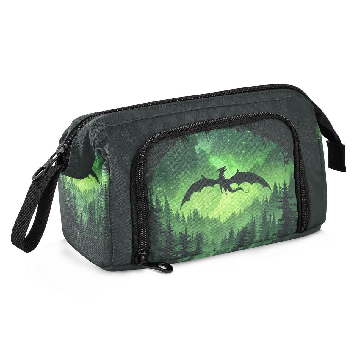 Sletend Cool Dragon Green Pencil Bag Pencil Case for Teen Boy Girl, Big Capacity Pen Bag Zipper Pencil Pouch with Handheld Aesthetic Pencil Pouch with Print School Office Pencils Stationery