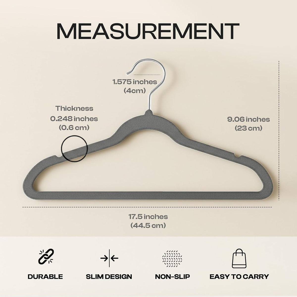 Utopia Home Velvet Hangers 50 Pack - Luxury Non-Slip Slim Coat & Pant Hangers with 360° Swivel Hook - Grey
