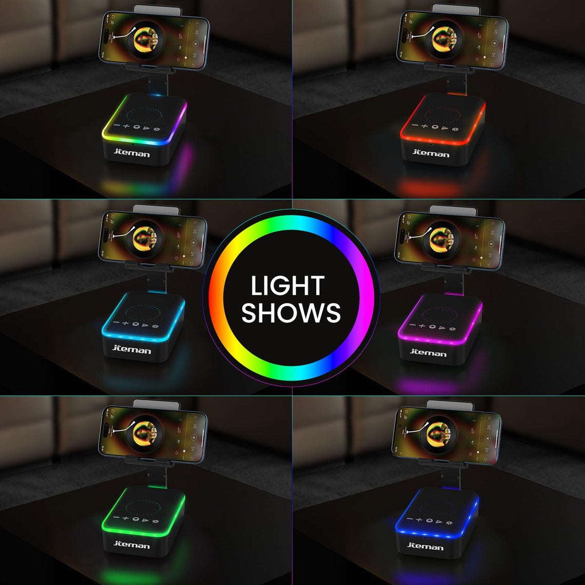JTEMAN Gifts for Men Women,Cell Phone Stand with Bluetooth Speaker,LED Light,and Lanyard,Cool Tech Gadgets,Unique Birthday Gifts for Men Husband Mom Dad