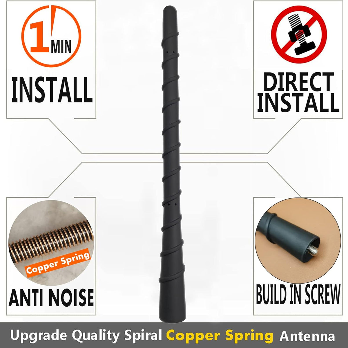 RooFox 8 Inch (2007-2010), Antenna Replacement for Dodge Nitro Dodge Nitro Antenna | Custom Flexible Rubber Antennas