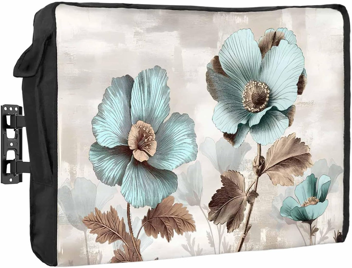 Yukro 30 32 Inches, Blue Broccoli Outdoor TV Cover to Farmhouse Rustic Floral Retro Brown Botanical Waterproof