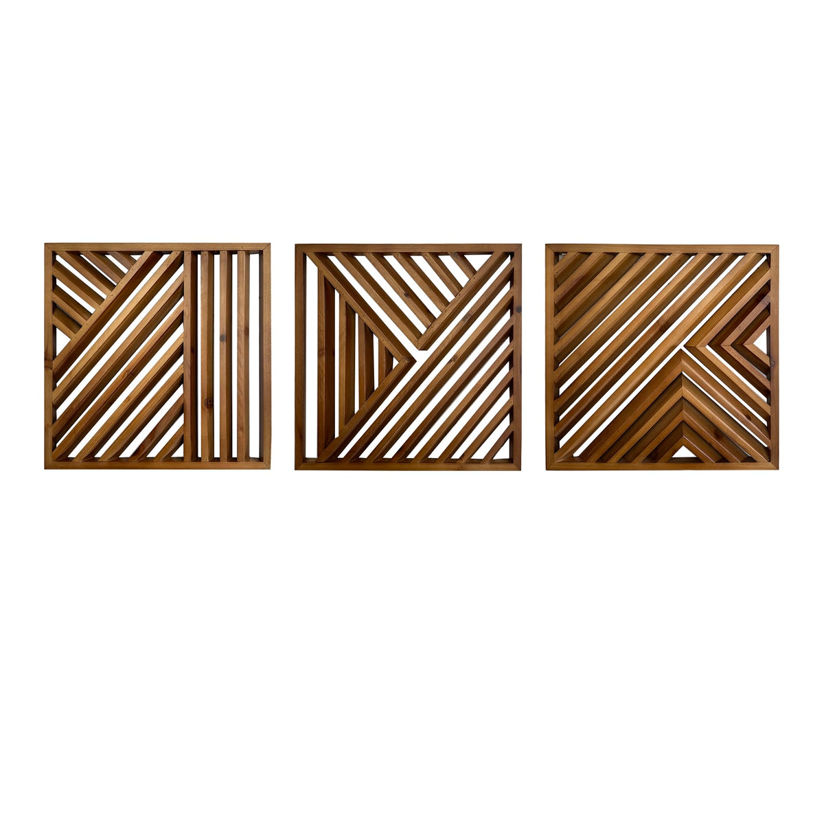 Musanpou Wooden Geometric Home Wall Decor Slatted Wood Design Wall Sculpture，Set of 3 Wood Wall Art decorate，Boho Bathroom Bedroom Living Room rustic Home Decoration