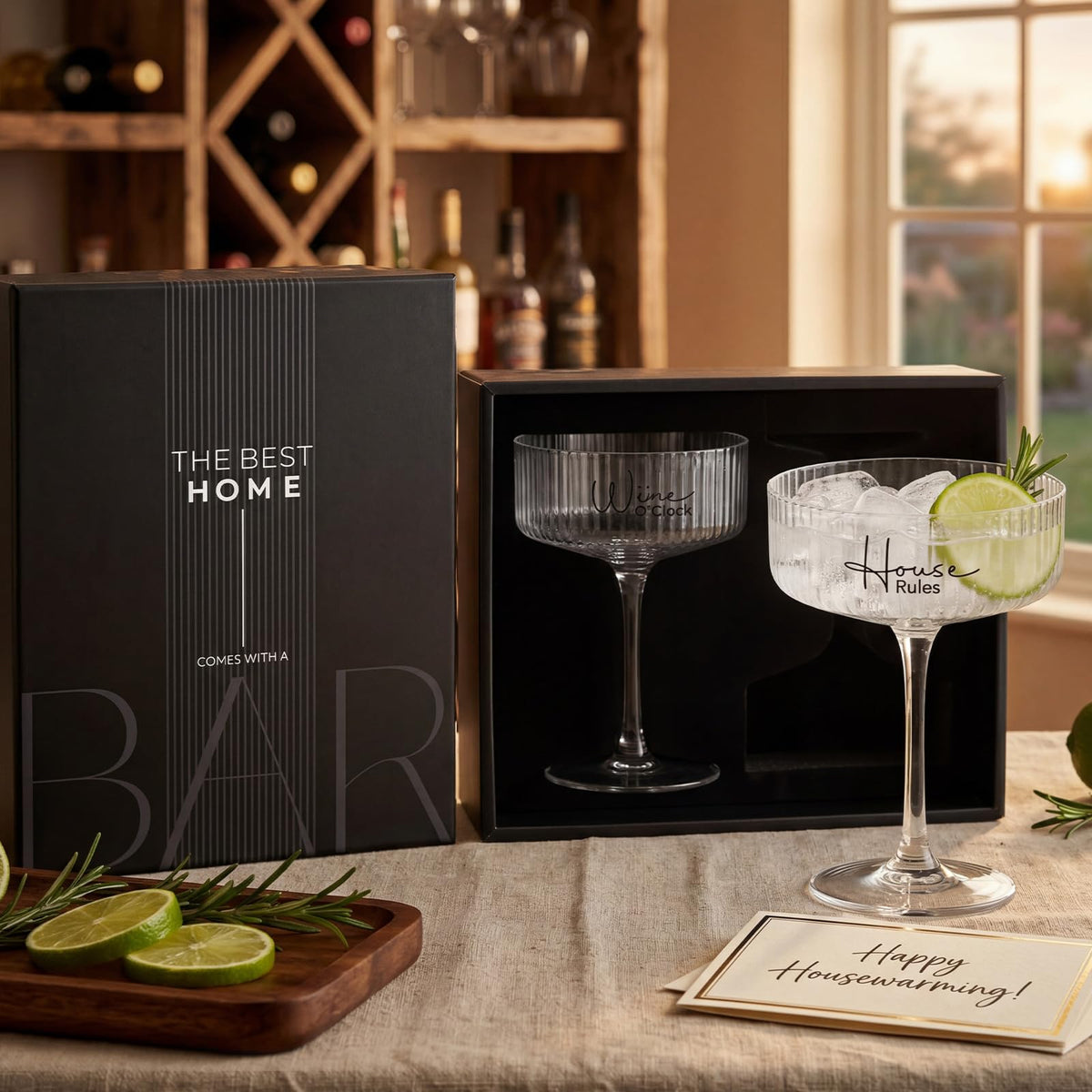 AW BRIDAL Wedding Gifts for Couples 2026 – 8.5oz Ribbed Coupe Glasses Set of 2 Housewarming Gifts for New Home, Martini Cocktail Champagne Glass, Couple Gift for Bridal Shower, Anniversary