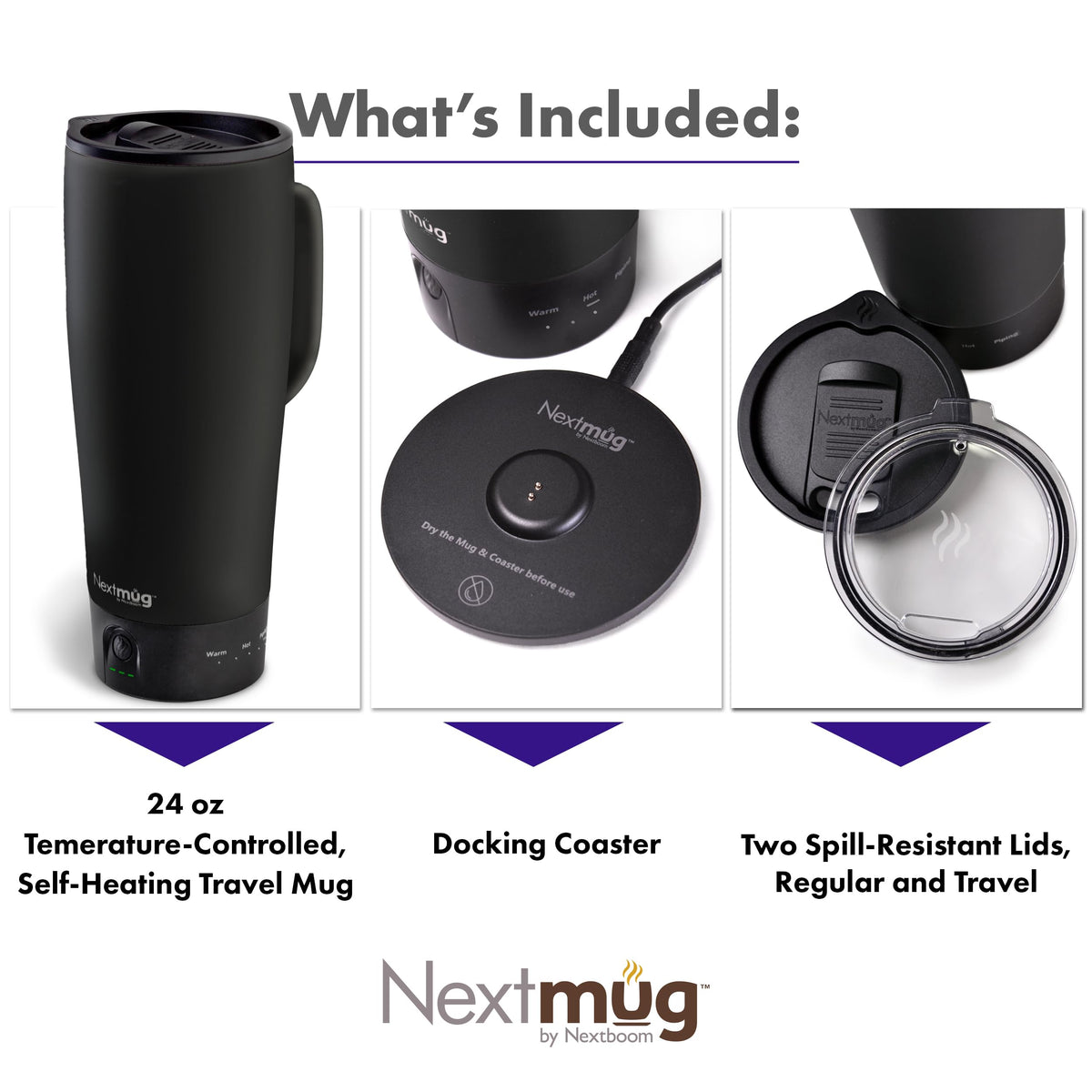 Nextmug Ultra - Temperature-Controlled, Self-Heating Travel Mug (Black - 24 oz.)