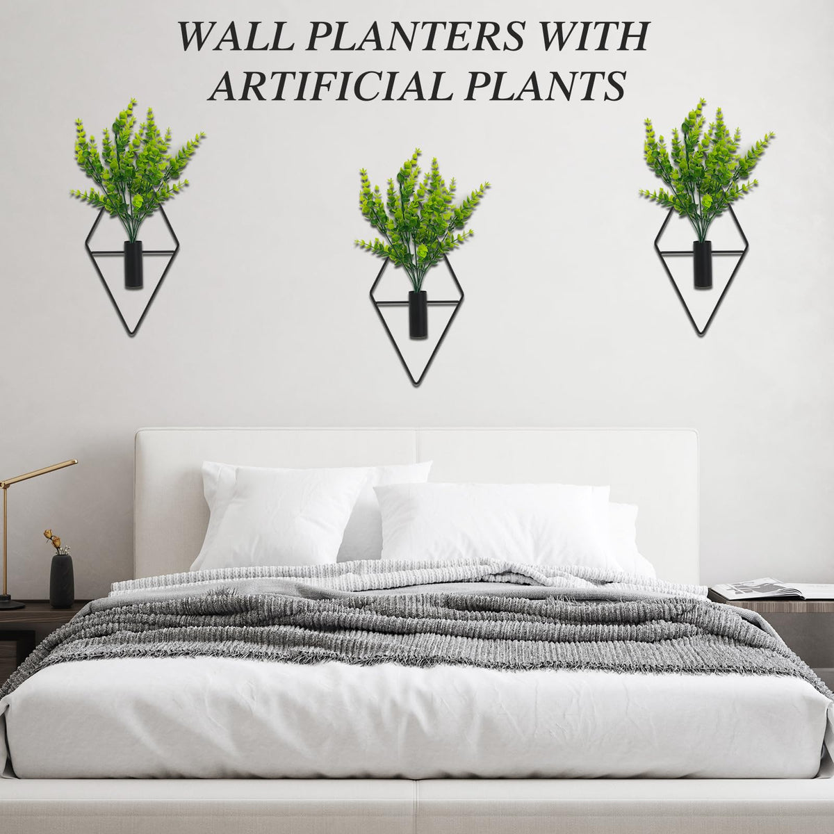 Neiteli 3 Pcs Wall Plants Artificial Decor,Boho Wall Decor,Home Office Living Room Wall Decor(Eucalyptus)