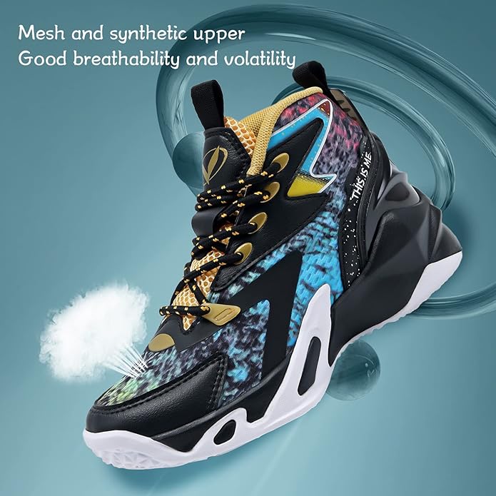 VITUOFLY Kids Basketball Shoes Boys Air Cushion Sneakers Girls Mid Top School Hoops Shoes Non-Slip Outdoor Sports Running Gym Comfortable Durable Little Kid/Big Kid