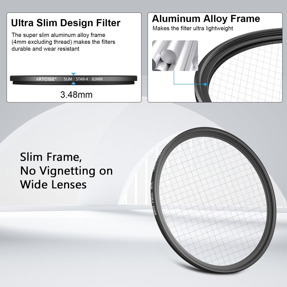 ARTCISE 4+6+8 Set (67mm) Star Filter Kit: Point Cross Screen Lens Filters with Pouch for DSLR/Mirrorless Cameras