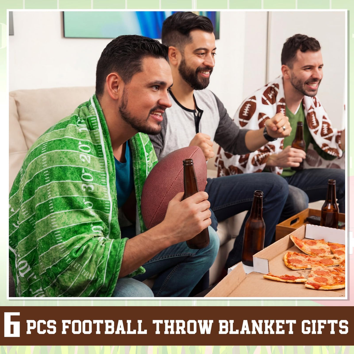 Lumina Garden 6 Pcs Football Throw Blanket Gifts 40 x 60 Inch Cozy Fleece Sports Blanket Bedding for Team Players Sport Lover Bed Sofa Couch Cushion Home Decor