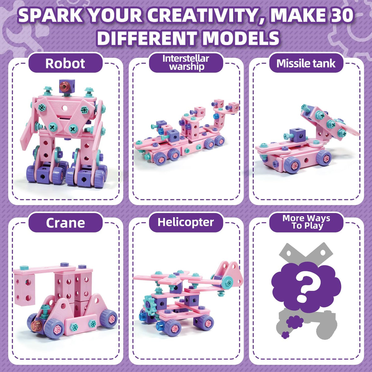 Pink Kids Tool Set for Girls,Toddler Tool Set with Drill &Toolbox,STEM Montessori Toys for 3 4 5 Year Old,Pretend Play Kid Toy,Educational Construction Toy for 3-6 Year Old Girl,Birthday Gift for Kids