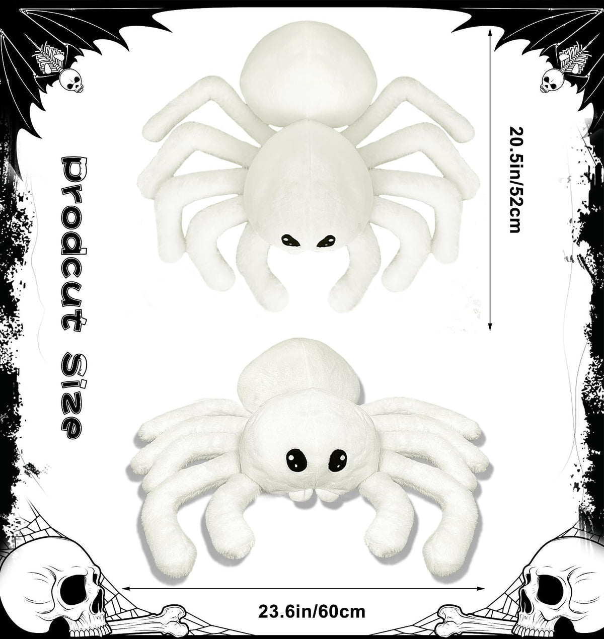 Arciveberg Halloween Spider Throw Pillow 20 x 23 Inches, Soft Faux Fur Tarantula Shaped Body Pillow for Living Room Bedroom Indoor Halloween Decor, Cute Large Gift for Spider Lovers