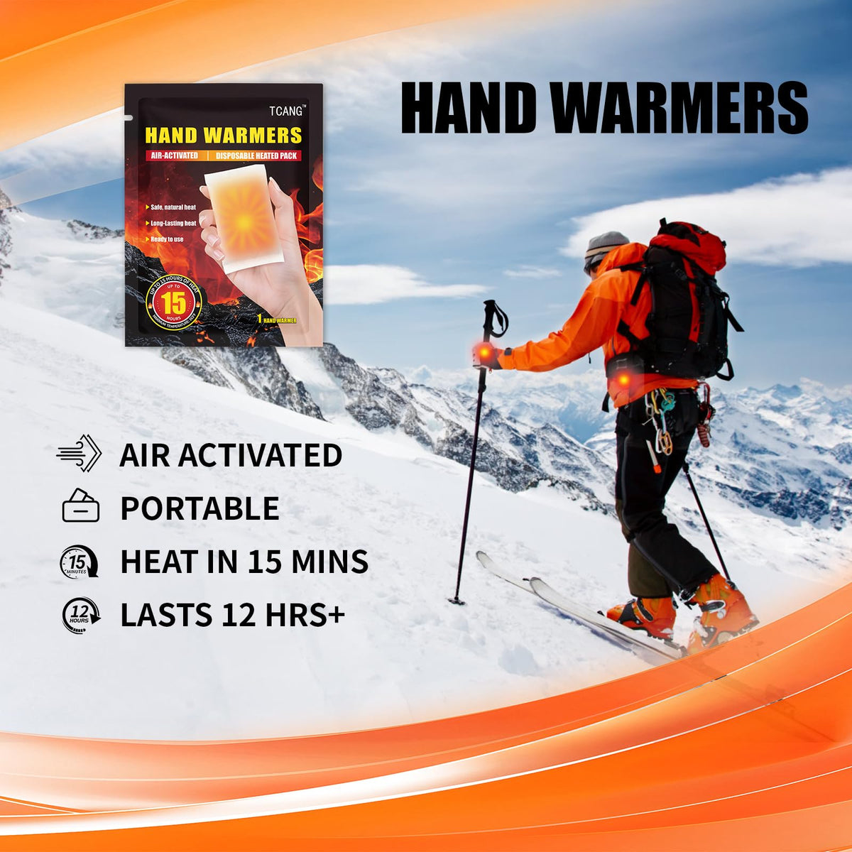 100 Pack Hand Warmers Disposable - Up to 15 Hours of Heat - Super Long Lasting Air Activated Warmers, All Natural & Portable for Body, Hands & Toes - Odorless Hot Warmer Gifts for Winter Work