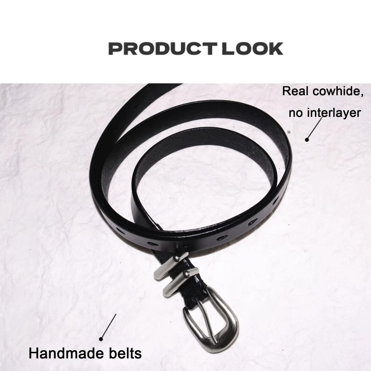 HQZBPT Womens Belts Classic Black Leather Belt with Silver Buckle, Casual Dress Belt, Premium Genuine Leather, Metal Buckle Design (XL: Fit Waist Size 34"-45.6")