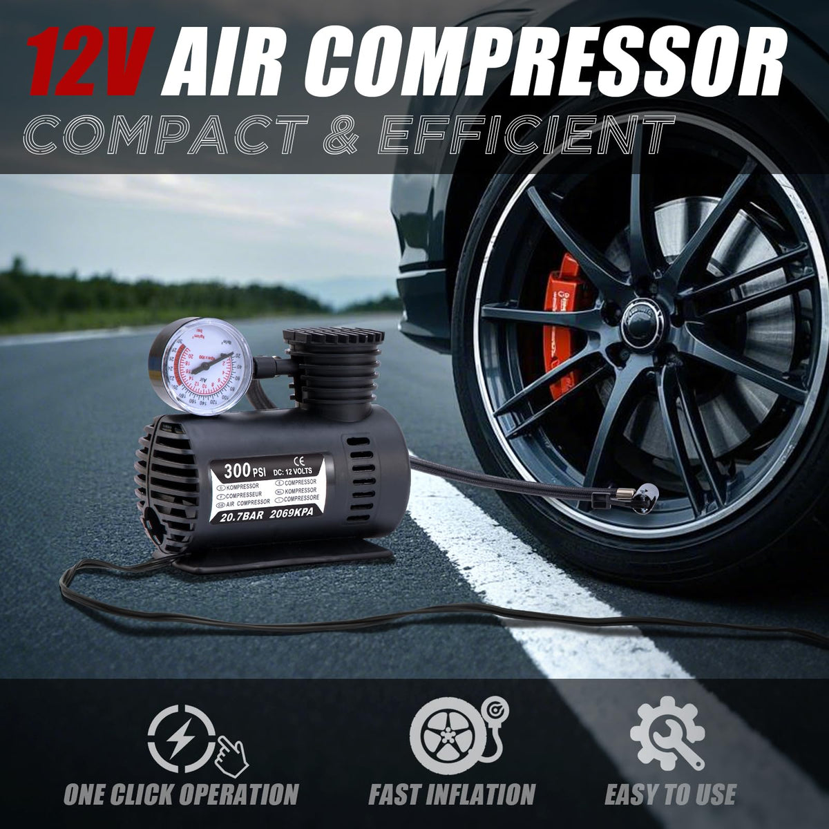 AUTODECO Car Emergency Roadside Assistance Kit with Jumper Cables Tire Inflator Automotive Kit for Car Vehicle