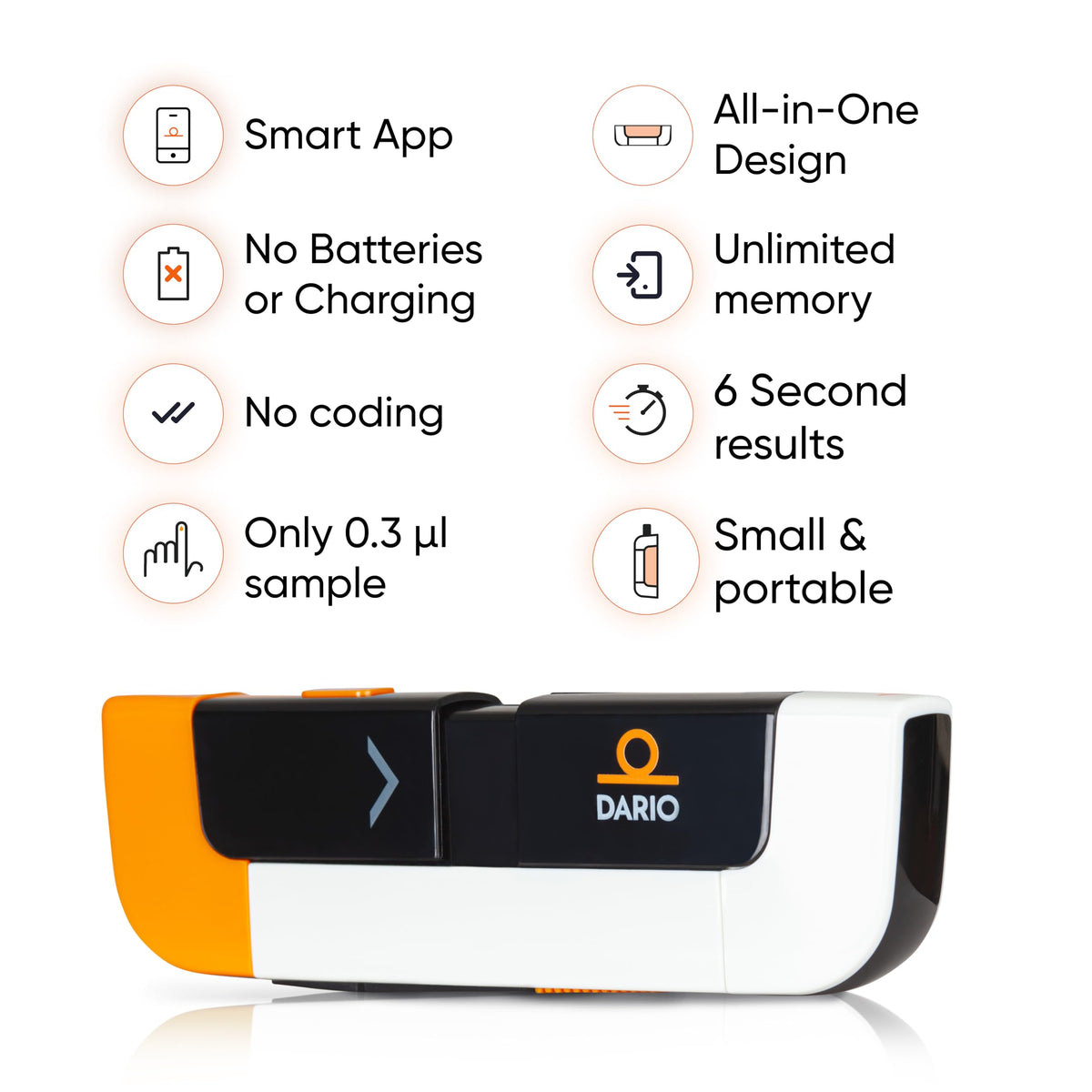 DARIO Smart Glucose Monitor Kit | Lightning Adapter (Compatible with iPhone 14 and earlier) | Test Blood Sugar Levels & Manage Diabetes, Testing Kit Includes: Glucometer with 25 Strips, 10 lancets