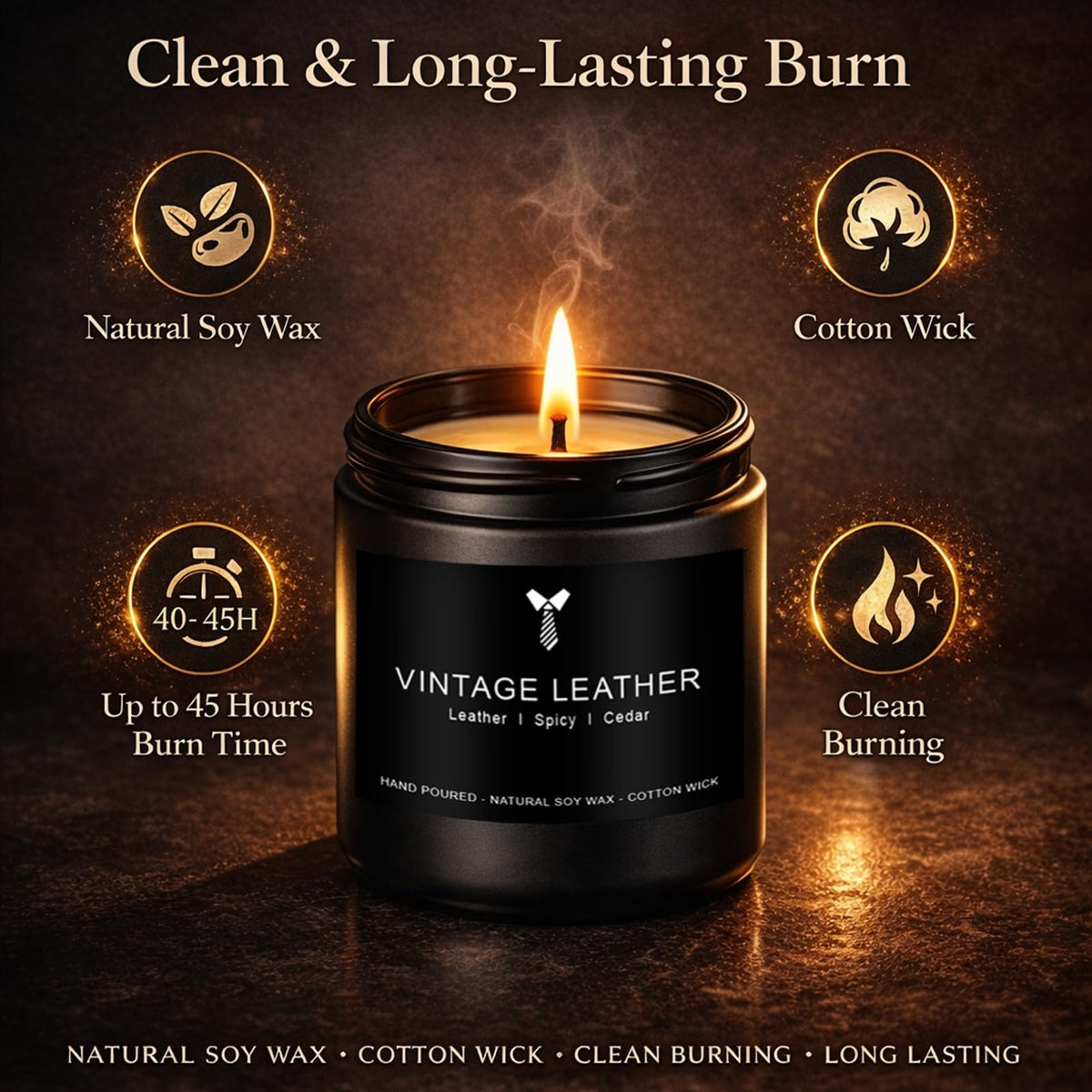 Candles for Men Gift Set, 4 Pack Masculine Scented Soy Candles for Men, Leather, Smoke, Oak & Lavender Scents, Aromatherapy Candle Gift Set for Dad, Husband, Boyfriend, Birthday & Father’s Day Gifts