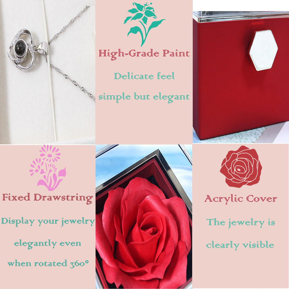 JYCMMFC Romantic Gifts for Her Rose Ring Box Jewelry Box Artificial Flowers Eternal Rose Box Anniversary Wedding Valentines Day Christmas Birthday Thanksgiving Gifts for Mom Wife Girlfriend Women