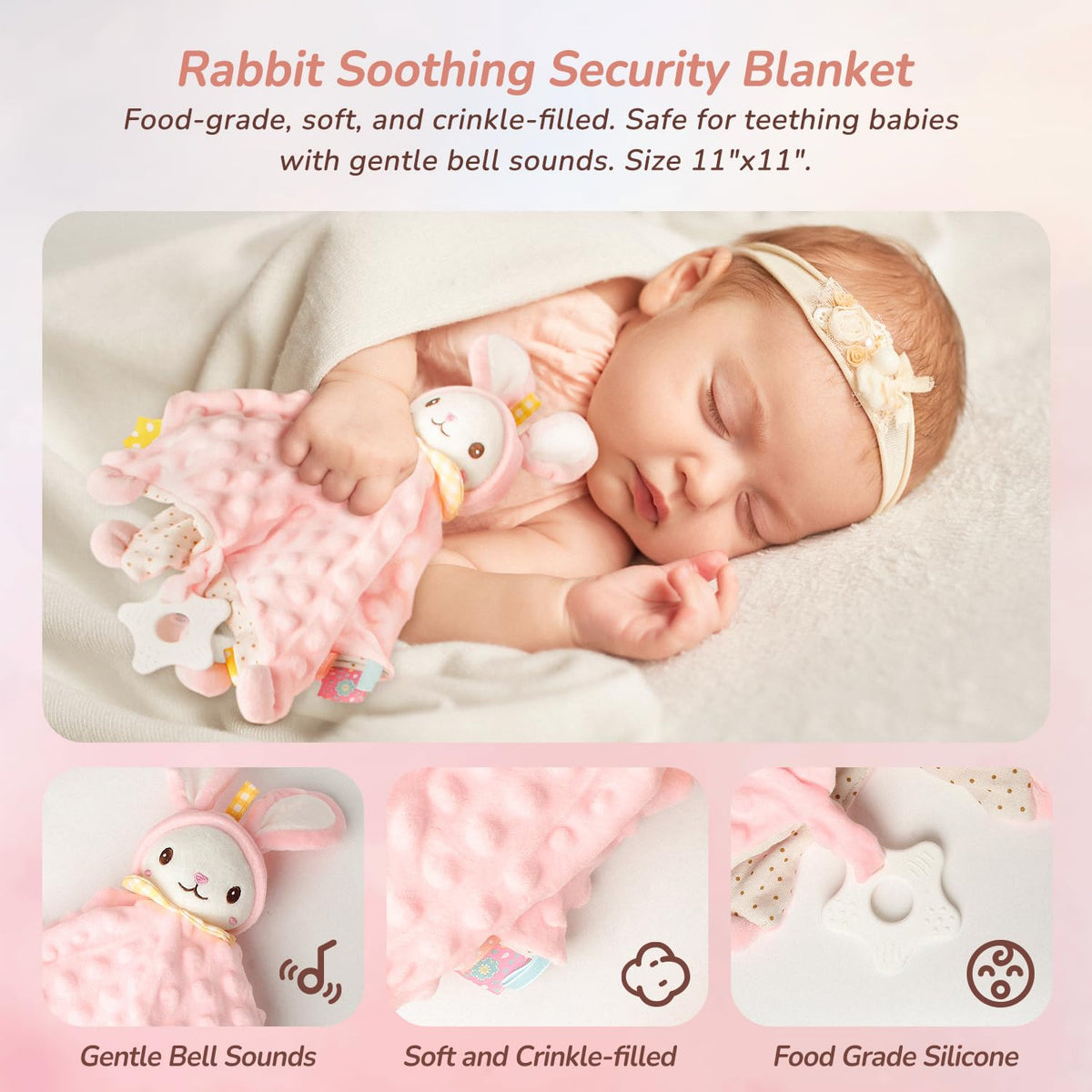 Strawberry Fairy 10 PCS Baby Gift Set for Girls, Newborn Essentials Stuff Baby Girl Gifts, Baby Girl Gift Basket, Gender Reveal Gifts Basket with Rattle Swaddle Blanket