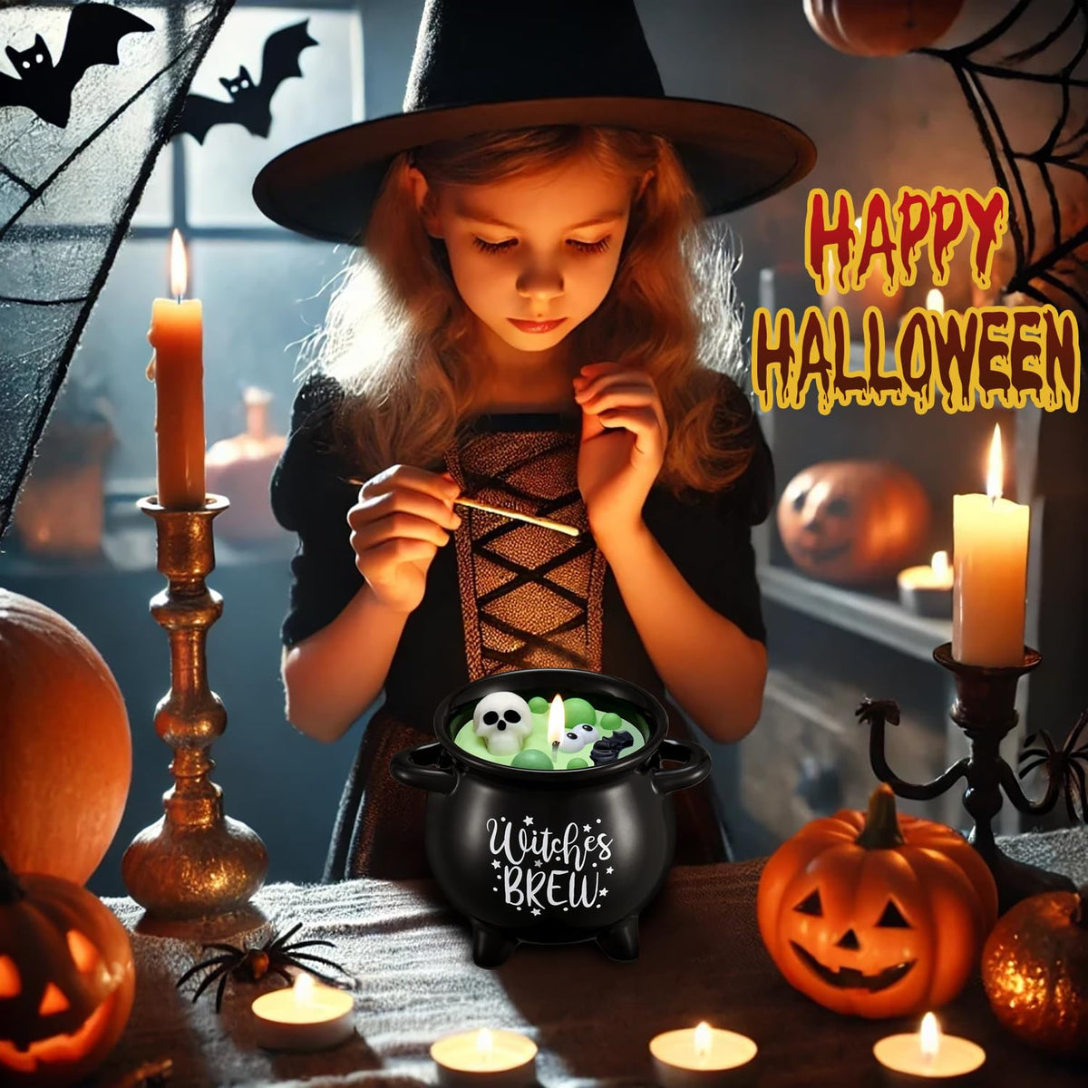 Kederwa Boo Basket Stuffers for Women, Halloween Boo Basket Gifts 14OZ Witch Brew Scented Candle Up to 60 Hours Burn Time Boo Basket Gifts for Girls