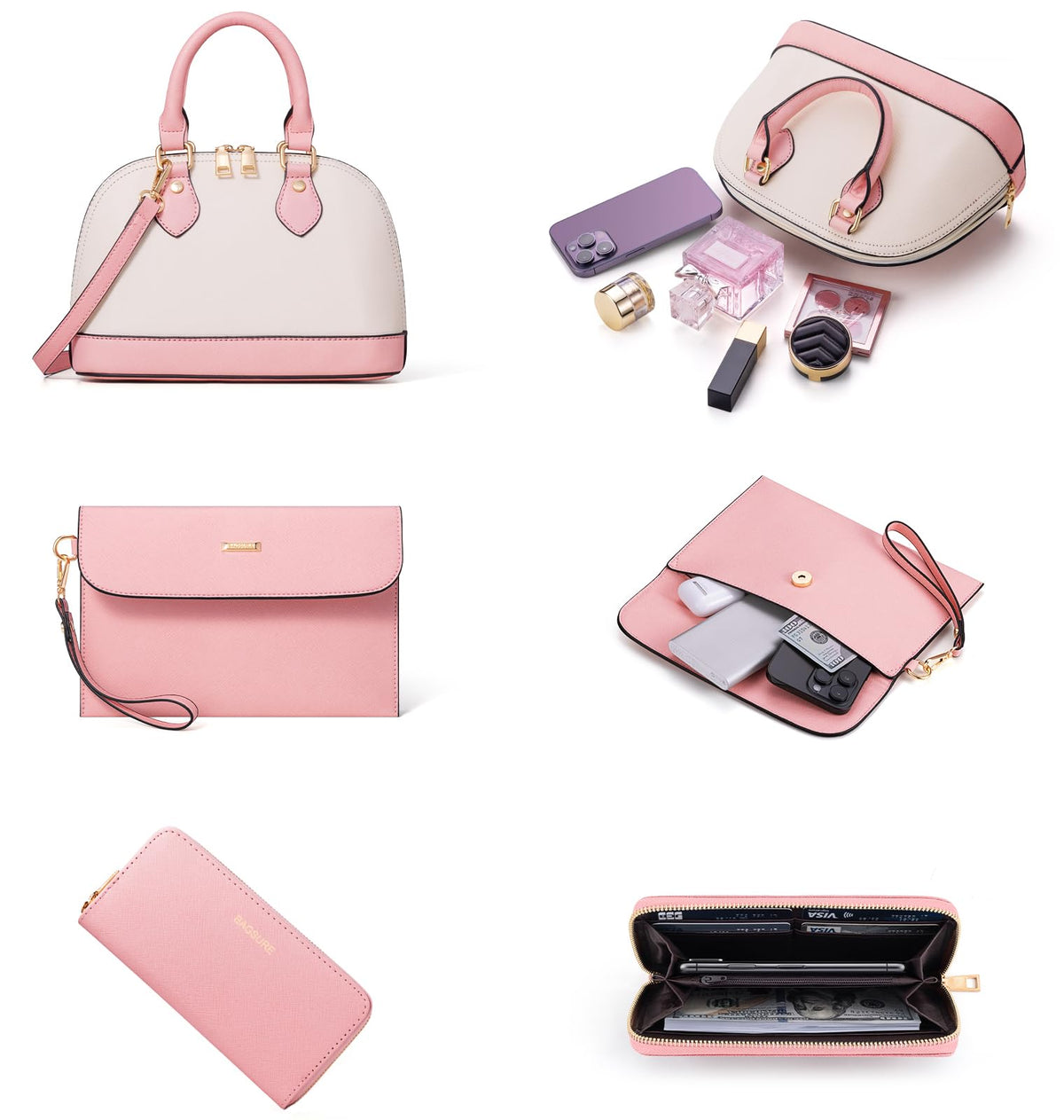 4PCS Women Fashion Handbags Purses Wallet Shoulder Bags Casual Tote Bag Crossbody Bags, Handbag Set Gift for Ladies Girls, Satchel Purse Set for Women