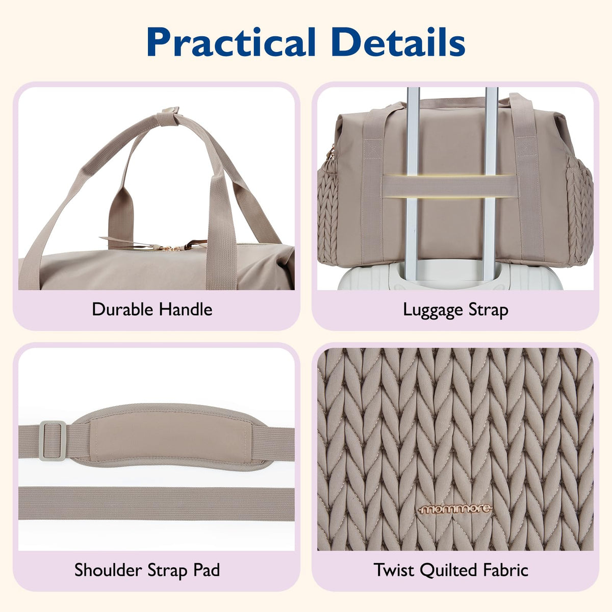 mommore Diaper Bag Tote, Large Capacity Travel Diaper bags, Hospital Bag for Labor Delivery, Baby Bag with Pacifier Case, Changing Pad